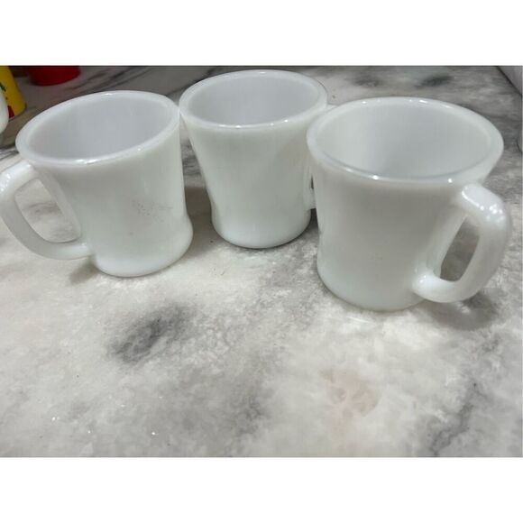 Fire King Oven Ware Vintage Milk Glass Mugs Set of 3 - Picture 1 of 7